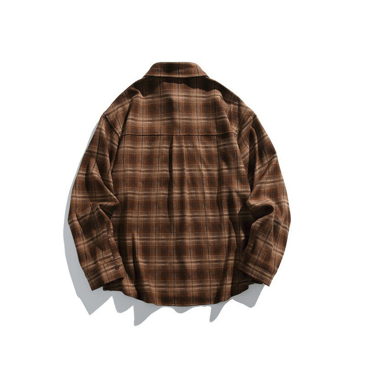 Męska Checkered koszula wierzchnia-kurtka w boxy-swobodny Fit