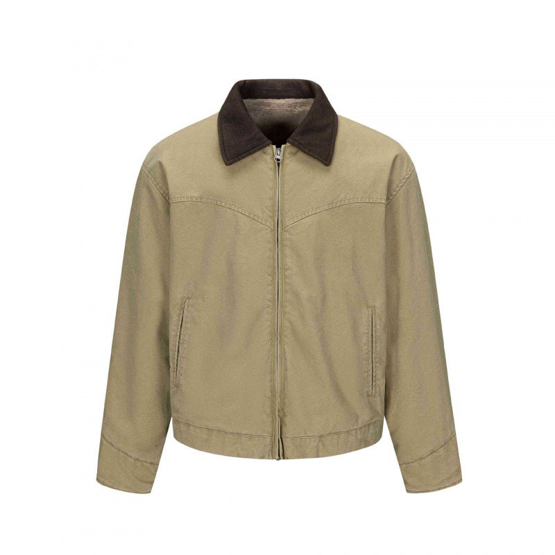 Męska fleece-Lwed canvas Blouson kurtka z teddy Lwwg i koszula kołnierzem