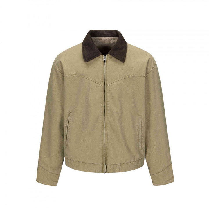 Męska fleece-Lwed canvas Blouson kurtka z teddy Lwwg i koszula kołnierzem