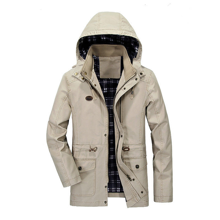 Męski Miejski Transitional Parka z Checked Podszewka, Ukryty Zamek, i Multi-funkcjonalny Kieszenie