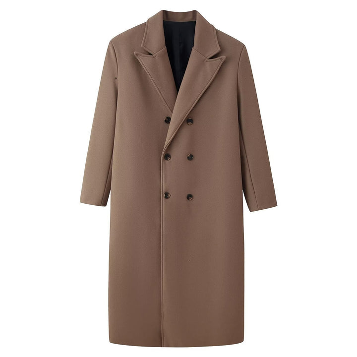 Męska Double-Breasted długa płaszcz z Narrow Lapels i Straight krój