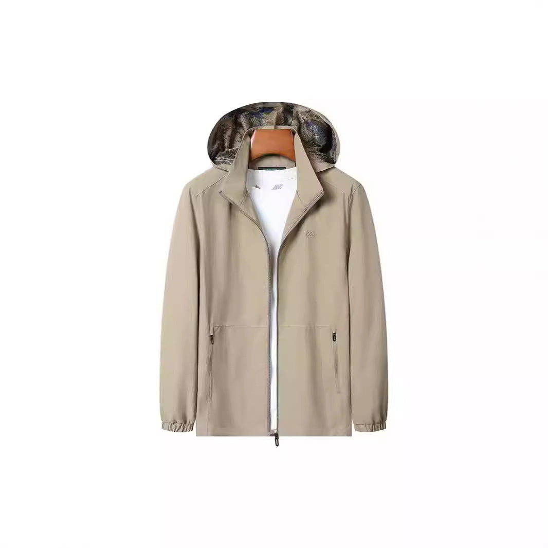 Męska Lekka Wiatr i Odporna na wodę Kurtka z kapturem z Camouflage Podszewka