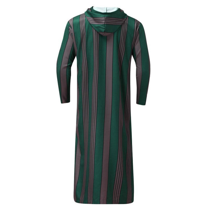 Męska dopasowany bluza z kapturem robe z pionowy stripe structure zamek i boczny slits