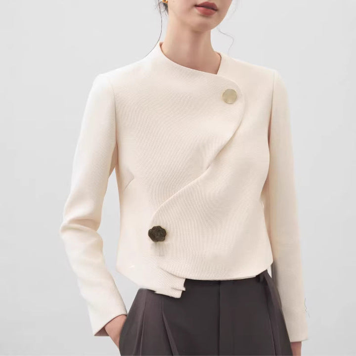 Damska elegancka krótka marynarka kurtka z asymmetric cut Lumaza
