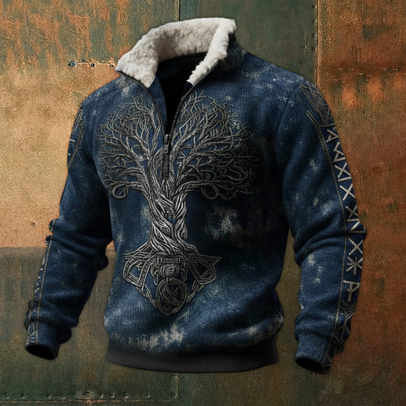 Męska Miejski Polar Pulower z Tree Motif