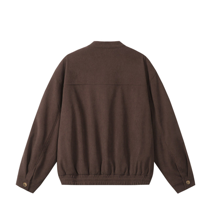 Unisex luźna-fitting sztruks bluzon kurtka z Stójka, zamek na całej długości, i elastyczny dół