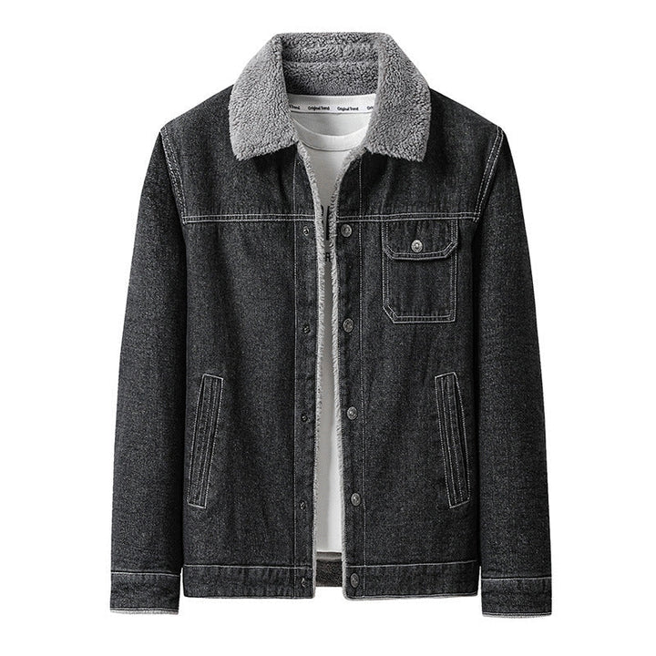 Kurtka męska koszulowa z denim z teddy lwwg i Sherpa kołnierzem
