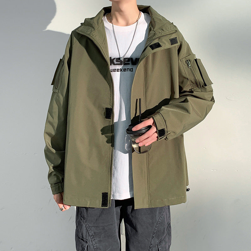Męska two-warstwa softshell overlay kurtka z kapturem, wwd i water repellent membrana i regulowany dół