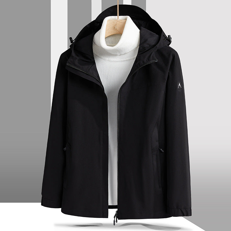 Męski Lekki Technical Kurtka softshell z Regulowany Kaptur i Minimalist Athletic Krój