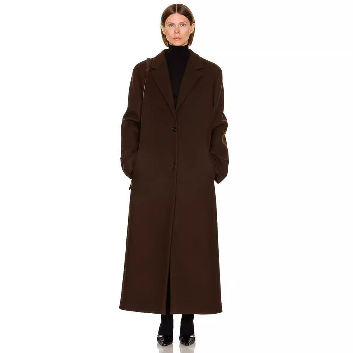 Damska Maximal One-guzikami płaszcz in oversize Cut z Classic Lapel Lumaza
