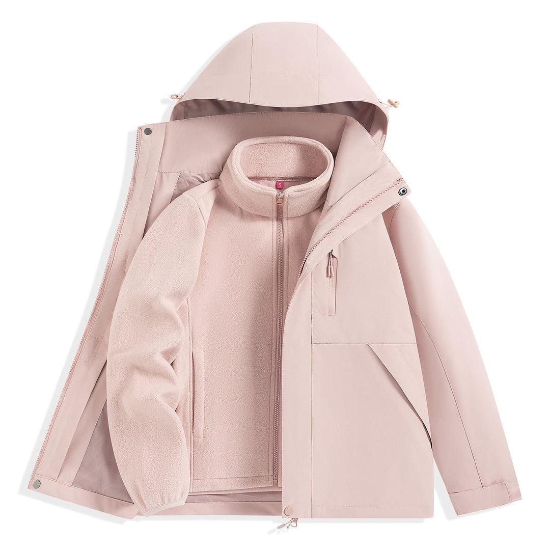 Męska two-warstwa outdoorowy parka z removable fleece wner kurtka i kapturem