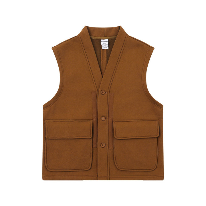 Unisex Utility Kamizelka z V-Neck, large kieszenie z klapkami i Listwa guzikowa