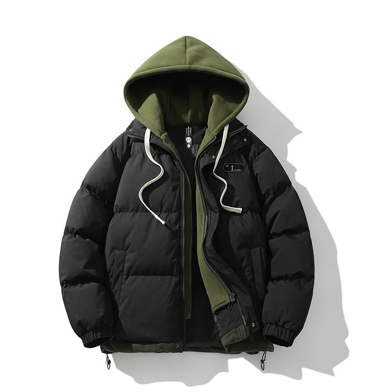 Męska Two-warstwa pikowana kurtka z Removable fleece kapturem i termiczny wsulation