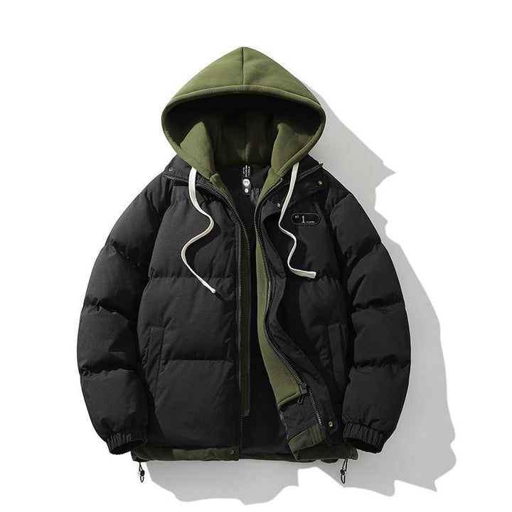 Męska Two-warstwa pikowana kurtka z Removable fleece kapturem i termiczny wsulation