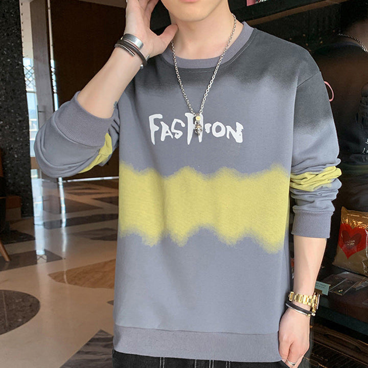 Męska Oversize Bluza z Tie-Dye Efekt, Okrągły Dekolt i Print