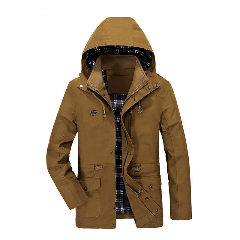 Męski Miejski Transitional Parka z Checked Podszewka, Ukryty Zamek, i Multi-funkcjonalny Kieszenie