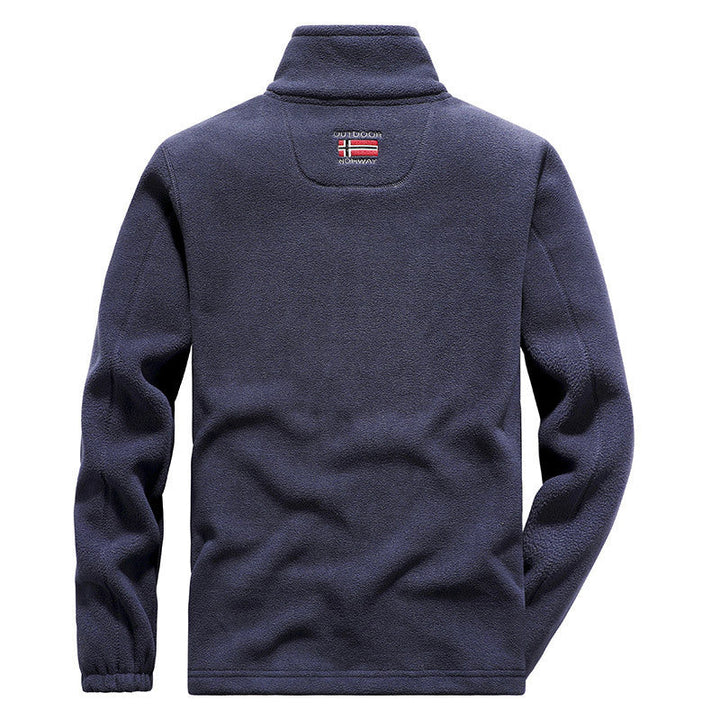 Męski polar outdoorowy kurtka z wysoki kołnierz, full-length zamek i oddychający microfleece podszewka