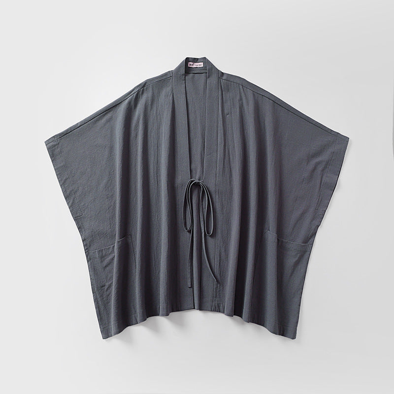 Damska oversize kimono kardigan z wiązanym paskiem i Side kieszeniami Lumaza