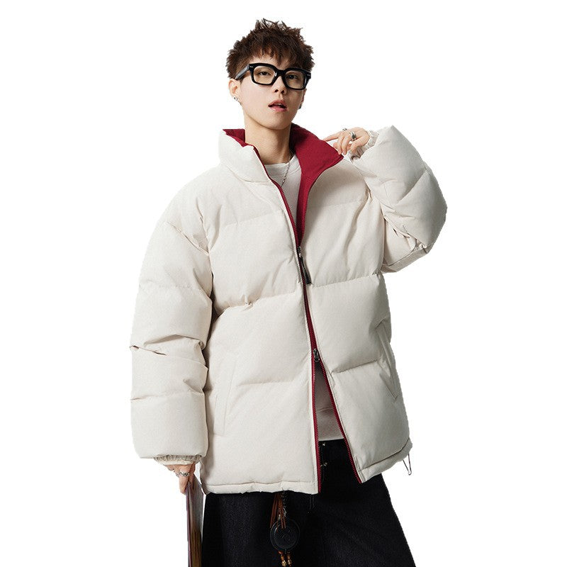 Męski Krótki Krój Oversized Pikowany Kurtka z Wysoki kołnierz