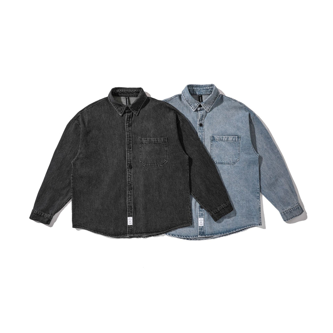 Męska koszula wierzchnia z washed denim z rounded dół