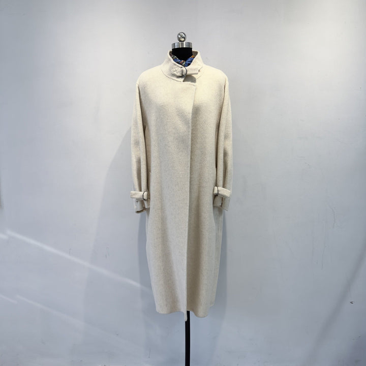 Płaszcz trencz damski z wysokim kołnierzem casualowa elegancka