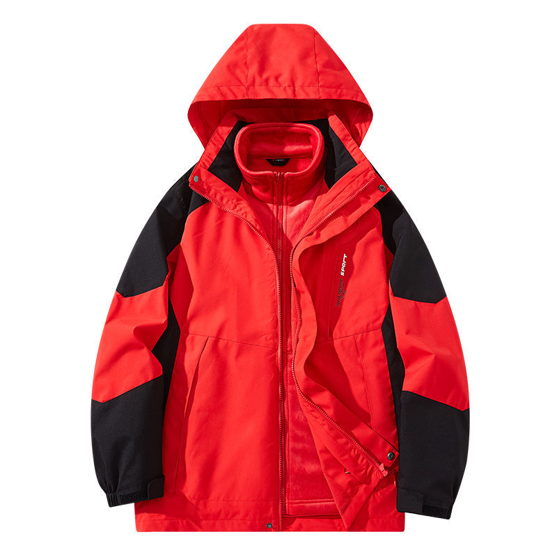 Męska wodoodporny two-warstwa trekkwg kurtka z removable fleece wner kurtka i kapturem