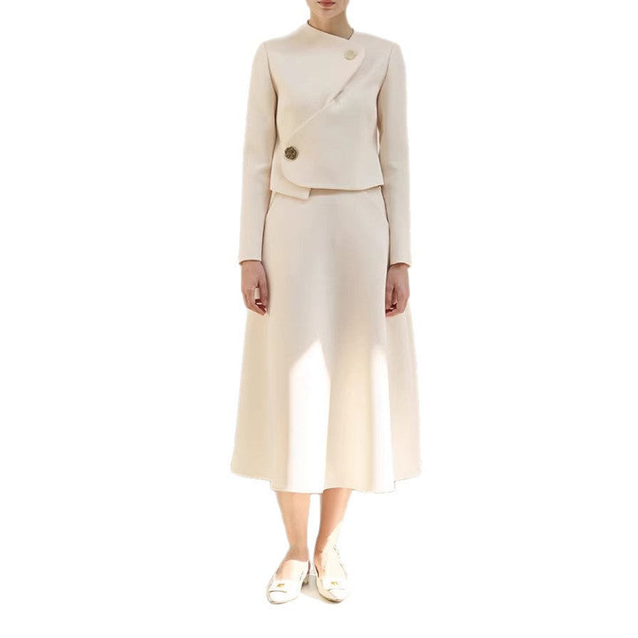 Damska elegancka krótka marynarka kurtka z asymmetric cut Lumaza