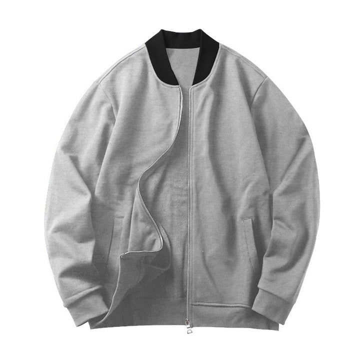 Męska sporty-elegant sweat kurtka w bomber Styl z kontrastowy Kołnierz i dwukierunkowy zamek