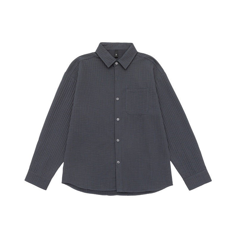 Unisex Textured Oversize Kurtka koszulowa z Waffle Structure i Klatka piersiowa Kieszeń
