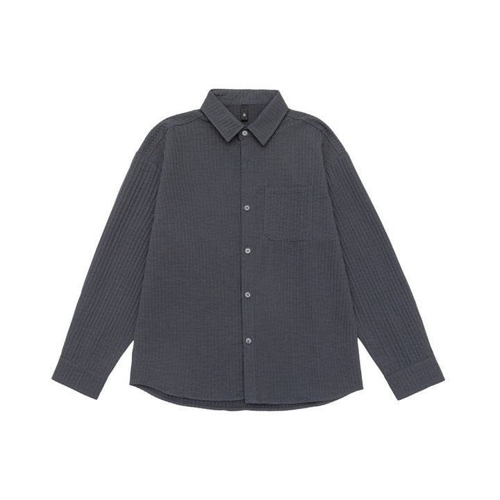 Unisex Textured Oversize Kurtka koszulowa z Waffle Structure i Klatka piersiowa Kieszeń