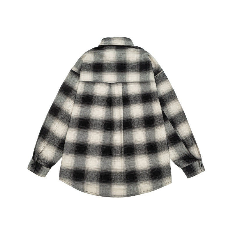 Unisex Kratka Flannel Kurtka koszulowa w Oversize Box Krój z Zaokrąglony Dół