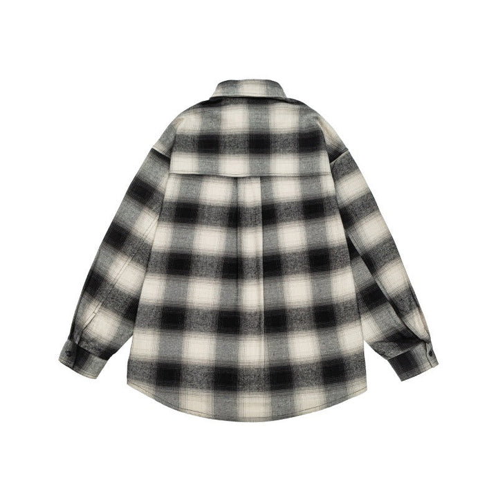 Unisex Kratka Flannel Kurtka koszulowa w Oversize Box Krój z Zaokrąglony Dół