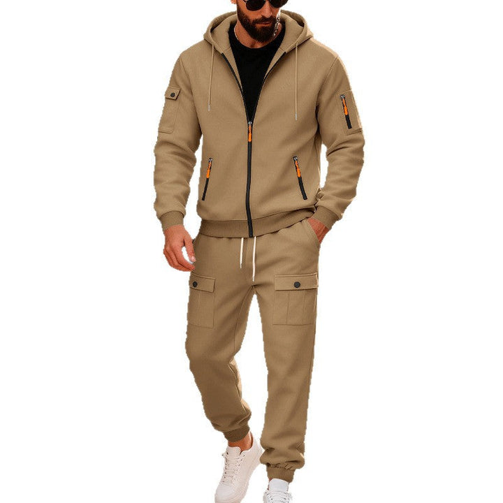 Męska miejski z kapturem tracksuit wykonana z bawełna mieszanka z cargo Kieszenie i funkcjonalny zippers