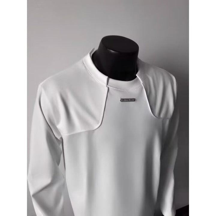 Męska Długa-Sleeved Miejski Bluza z Textured Karczek na ramionach i Stójka