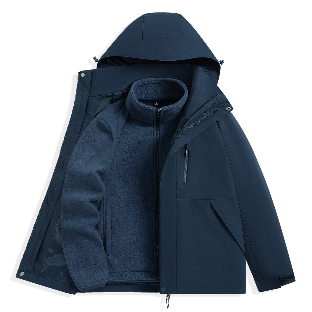 Męska two-warstwa outdoorowy parka z removable fleece wner kurtka i kapturem