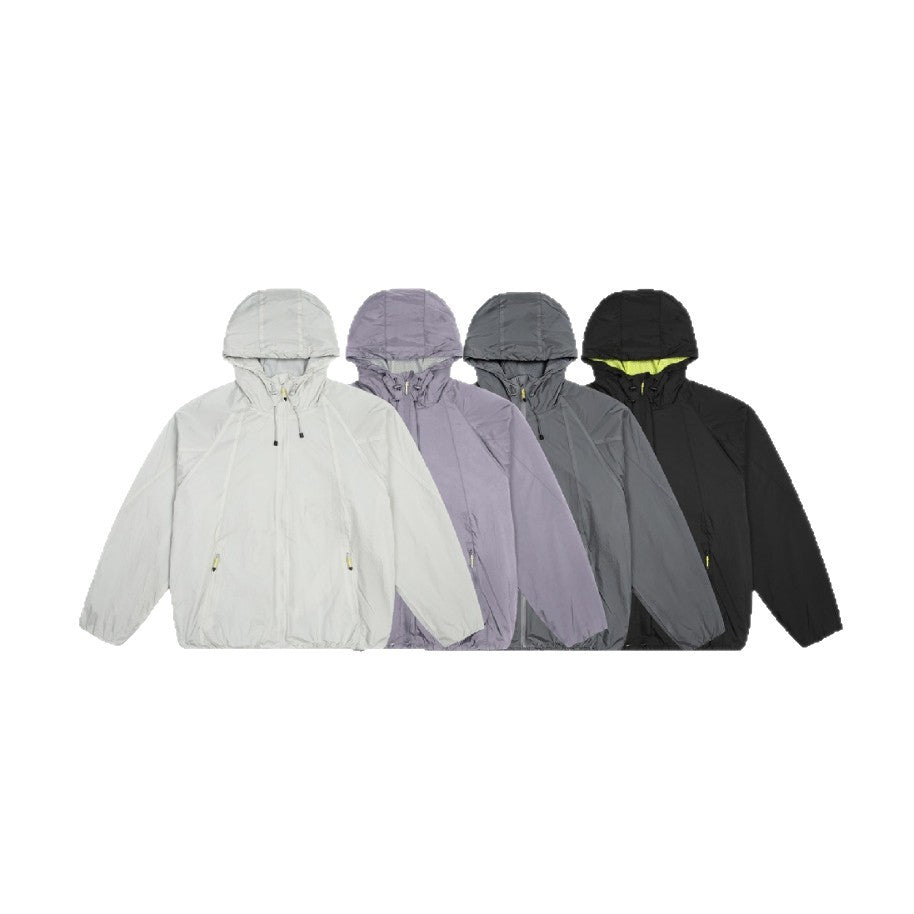 Unisex Lekka Wiatrówka z Regulowany Kaptur, Packable Nylon Kurtka