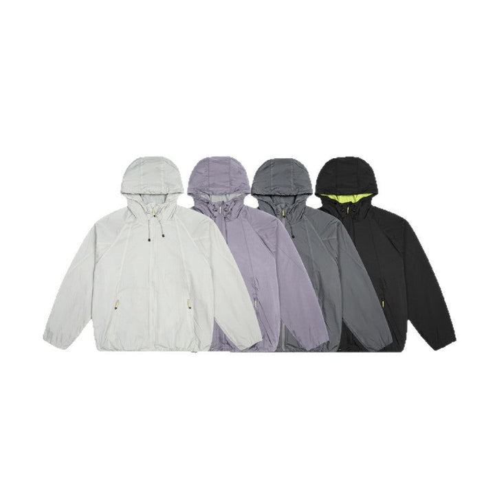 Unisex Lekka Wiatrówka z Regulowany Kaptur, Packable Nylon Kurtka