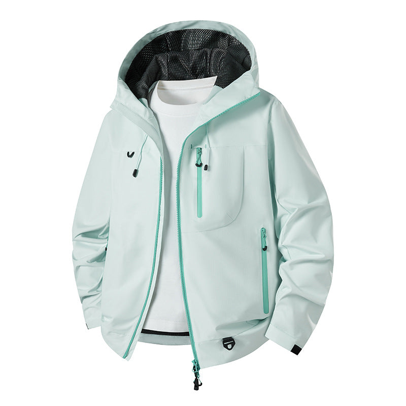 Męska wodoodporny technical softshell kurtka z kapturem, oddychająca mesh lwwg i zamkiemed kieszeniami