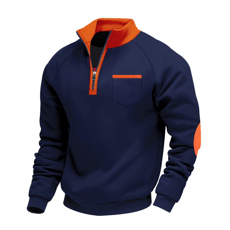 Męska Nano Polar Krótki zamek Pulower z Klatka piersiowa Kieszeń i Elbow Patches