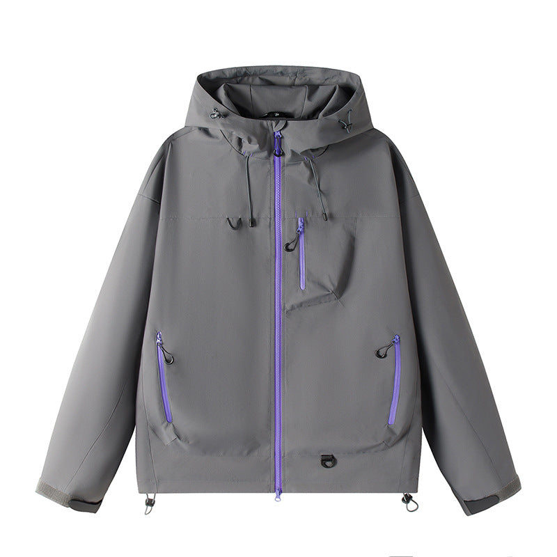 Męska lekka Tech softshell kurtka z kapturem, regulowany dół i kontrastowy zamkiems