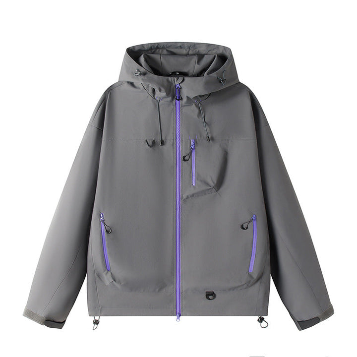 Męska lekka Tech softshell kurtka z kapturem, regulowany dół i kontrastowy zamkiems