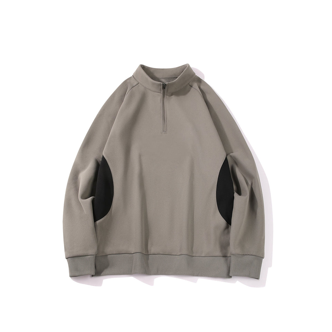 Herren Halbzip‑Bluza mit Stehkragen und kontrastseitigen Einsätzen