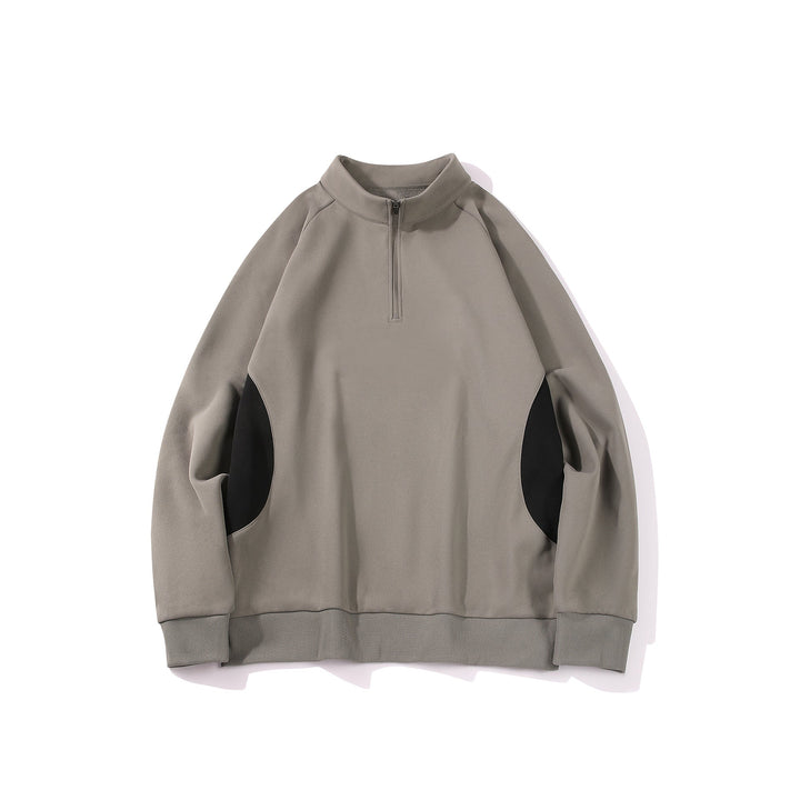Herren Halbzip‑Bluza mit Stehkragen und kontrastseitigen Einsätzen