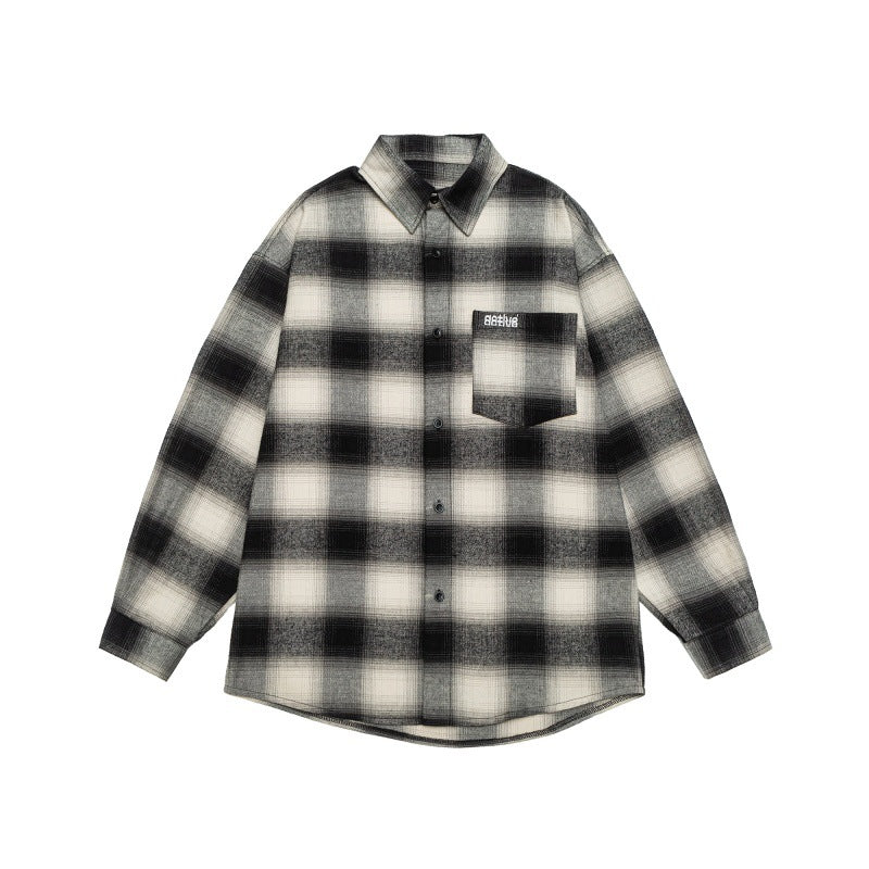 Unisex Kratka Flannel Kurtka koszulowa w Oversize Box Krój z Zaokrąglony Dół