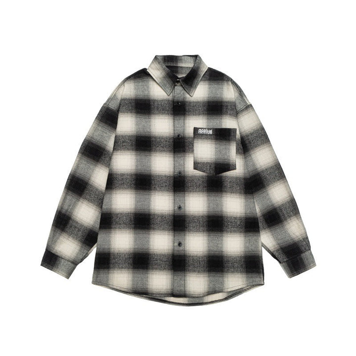 Unisex Kratka Flannel Kurtka koszulowa w Oversize Box Krój z Zaokrąglony Dół