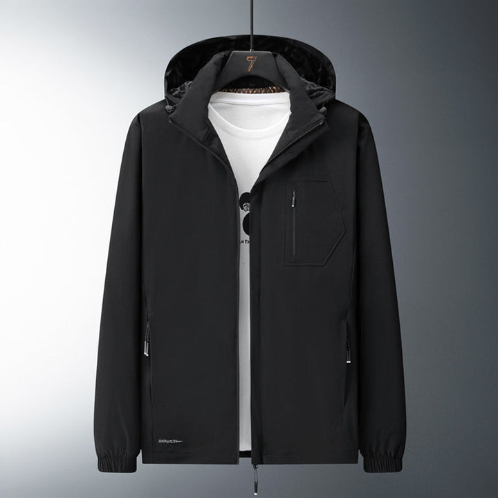 Męska miejski Mwimalist softshell bluza z kapturem kurtka z ukrytym zamkiems i elastycznym dołem