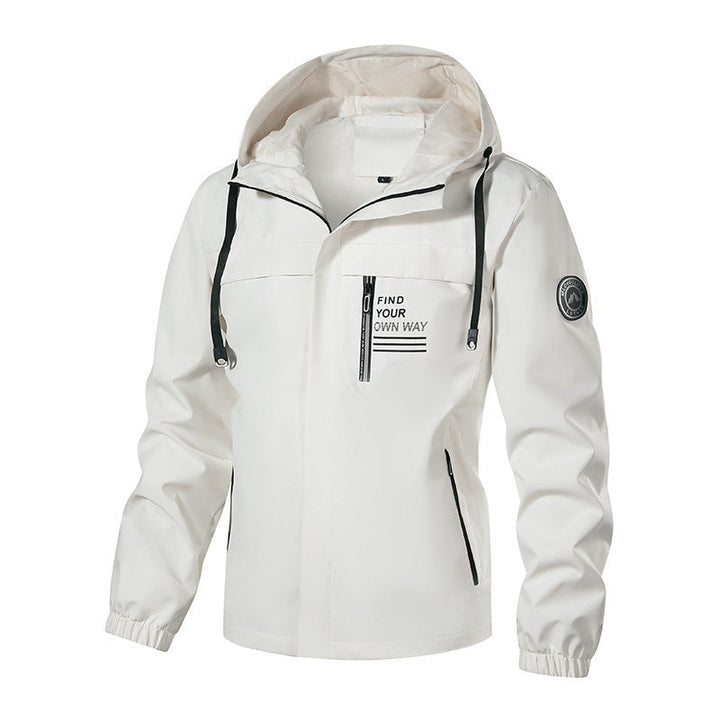 Kurtka męska softshell outdoorowy z kapturem, wodoodporny i klatka piersiowa zamkiem kieszenią