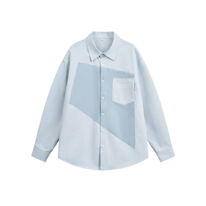 Unisex Oversize Patchwork Denim Koszula z Boxy Krój