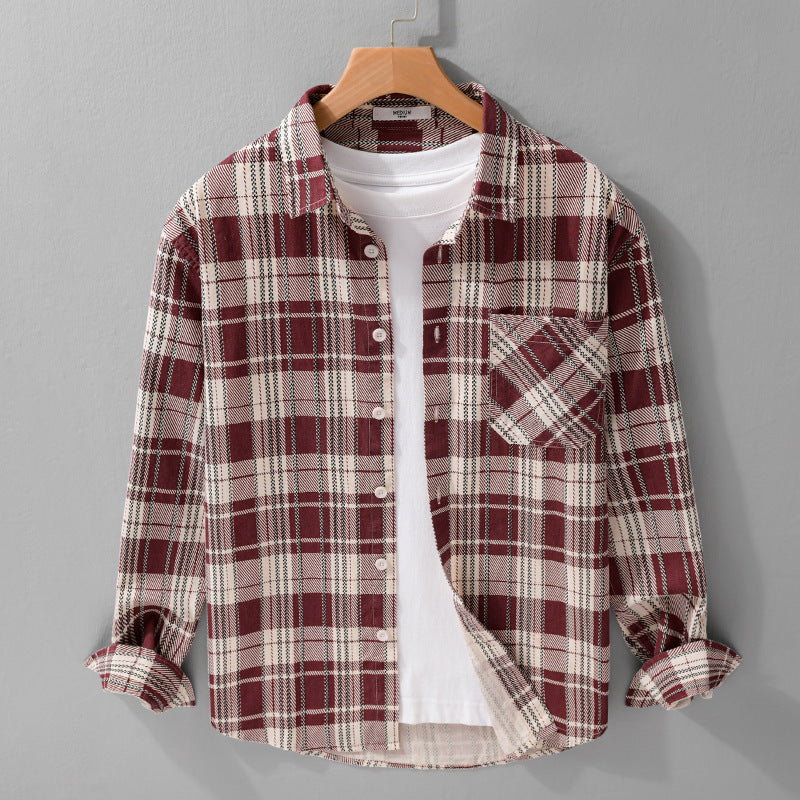 Męski Rustic Check Over Koszula wykonany z miękki bawełna flannel z naszywany kieszeń na piersi