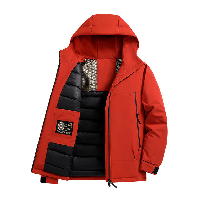Męska ocieplana softshell parka z Technical kapturem, wiatroszczelna zewnętrzny Shell i wner kieszeniami